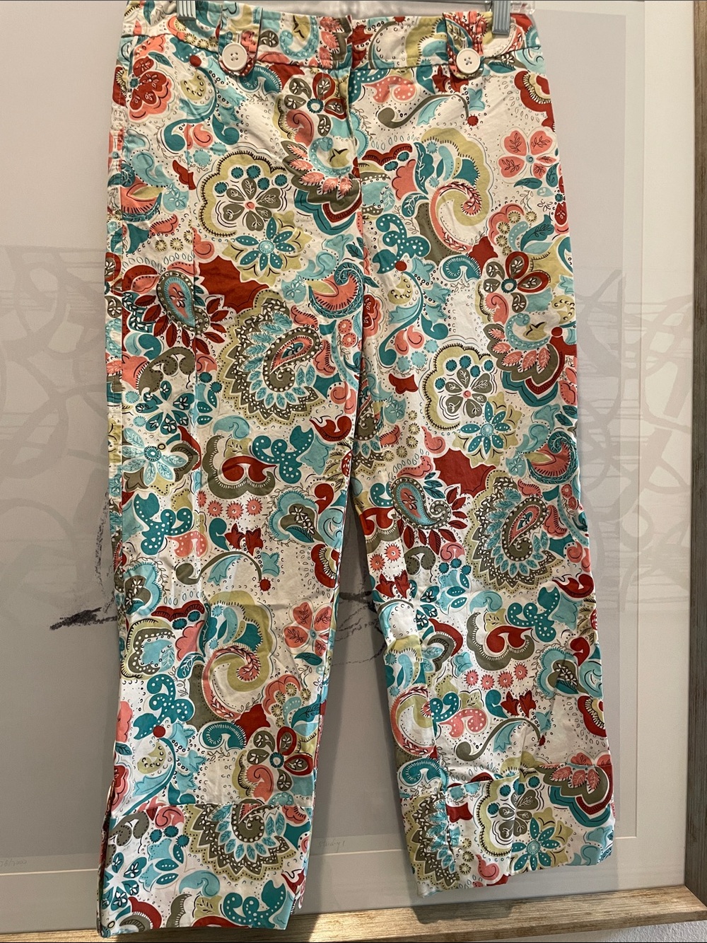 Ann Taylor Loft Women’s Multicolor Paisley Print Capri Pants -